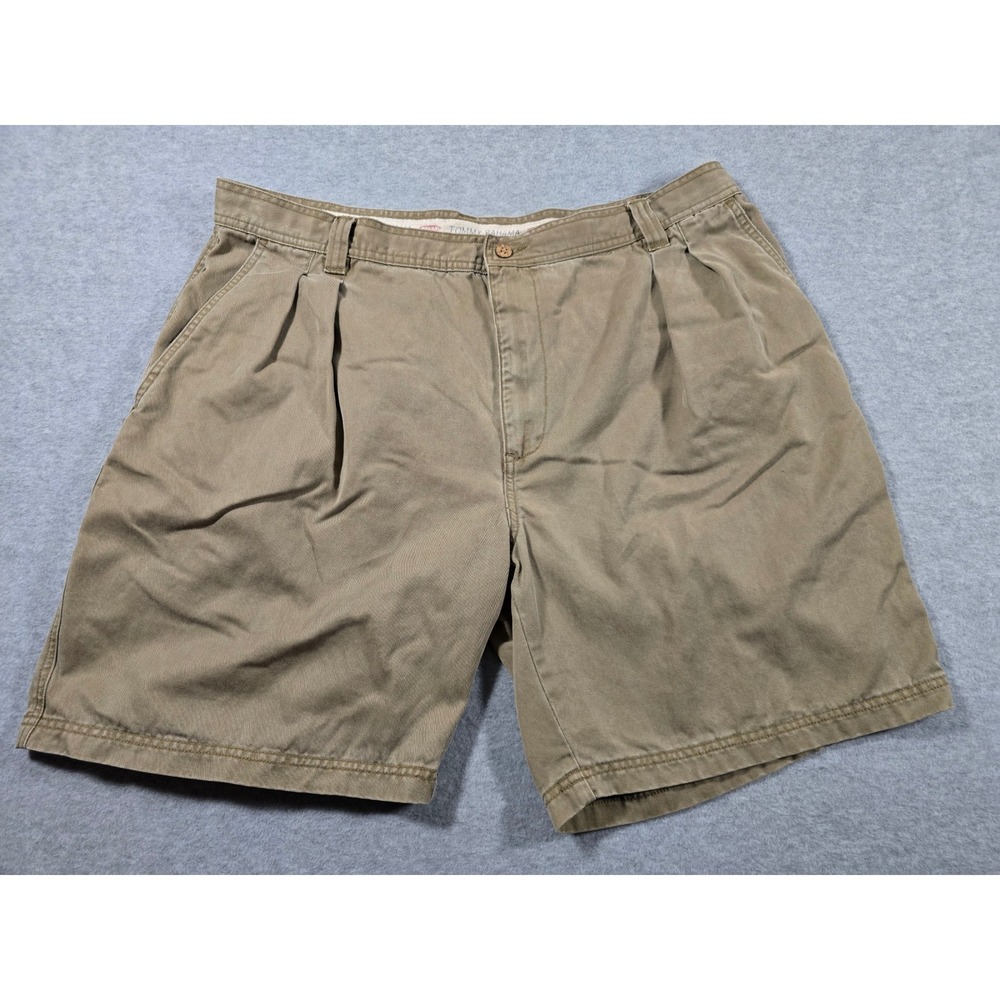 Tommy Bahama Relax Pleated Shorts Mens 42 Khaki Tan Tencel Cotton Blend Casual